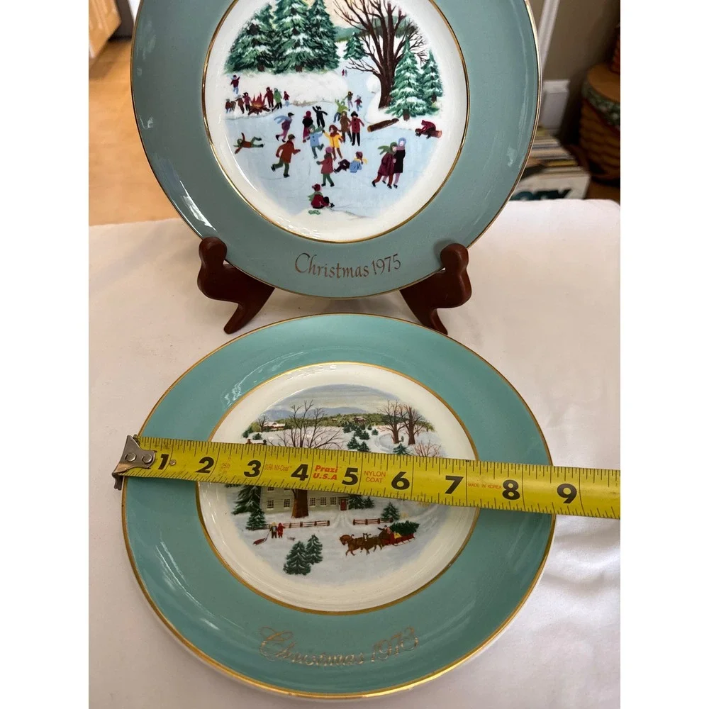 Avon Christmas Plates 1973 First Edition 1975 Enoch Wedgwood England Set of 2